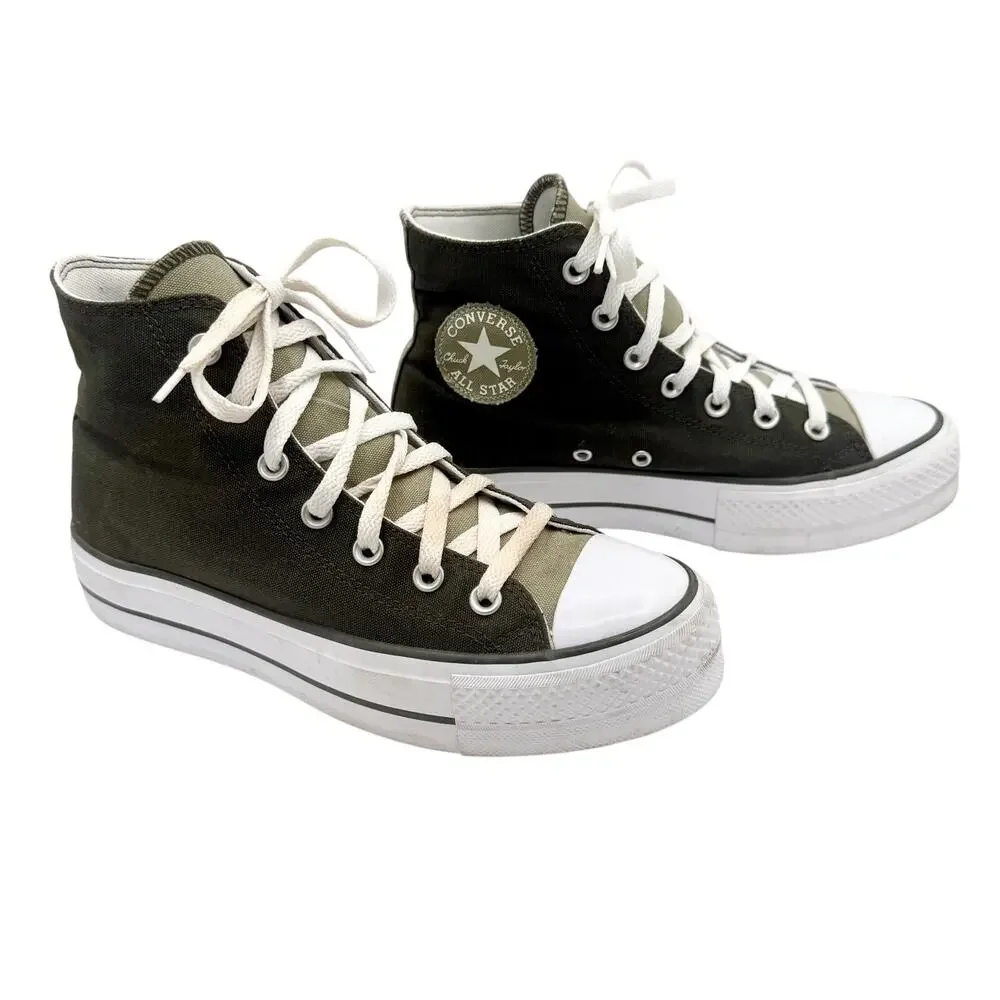 Converse Chuck Taylor Lift Platform High Top Olive Green Mens 6.5 Womens 8.5